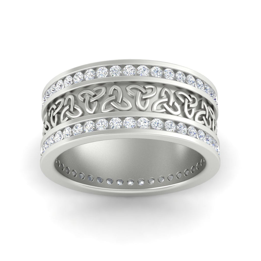 Celtic Knot Diamond Wide Wedding Band Ring