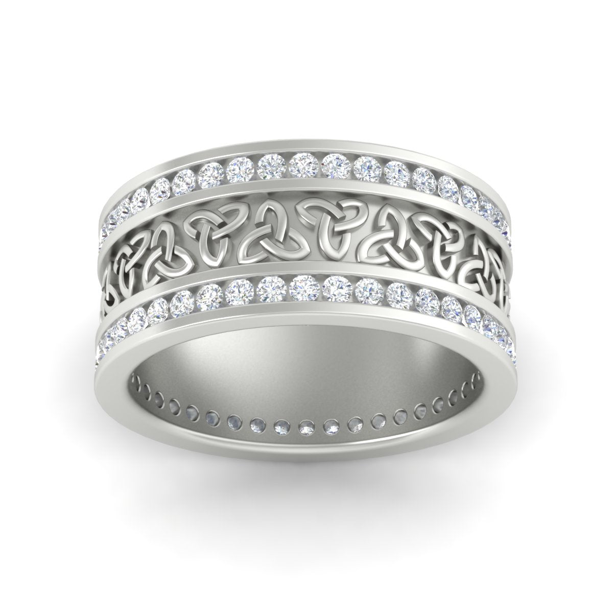 Celtic Knot Diamond Wide Wedding Band Ring