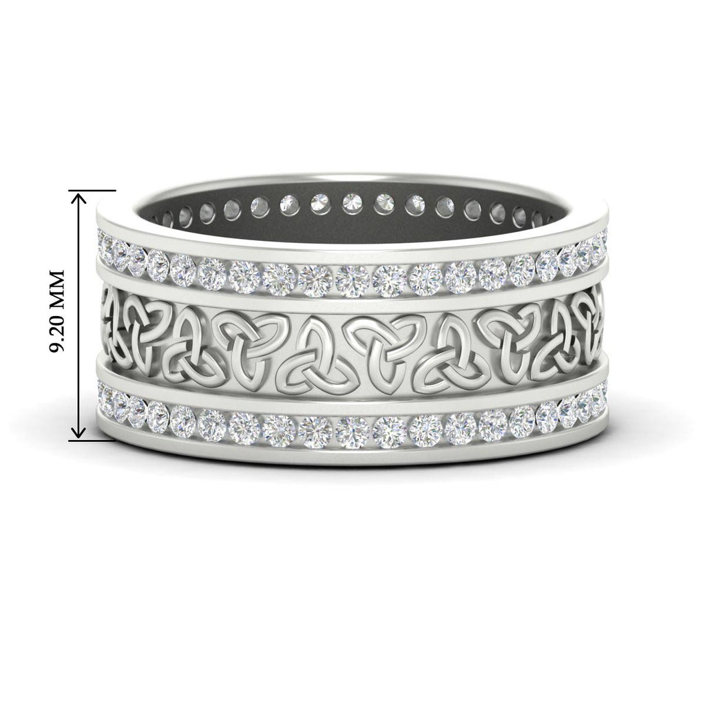 Celtic Knot Diamond Wide Wedding Band Ring