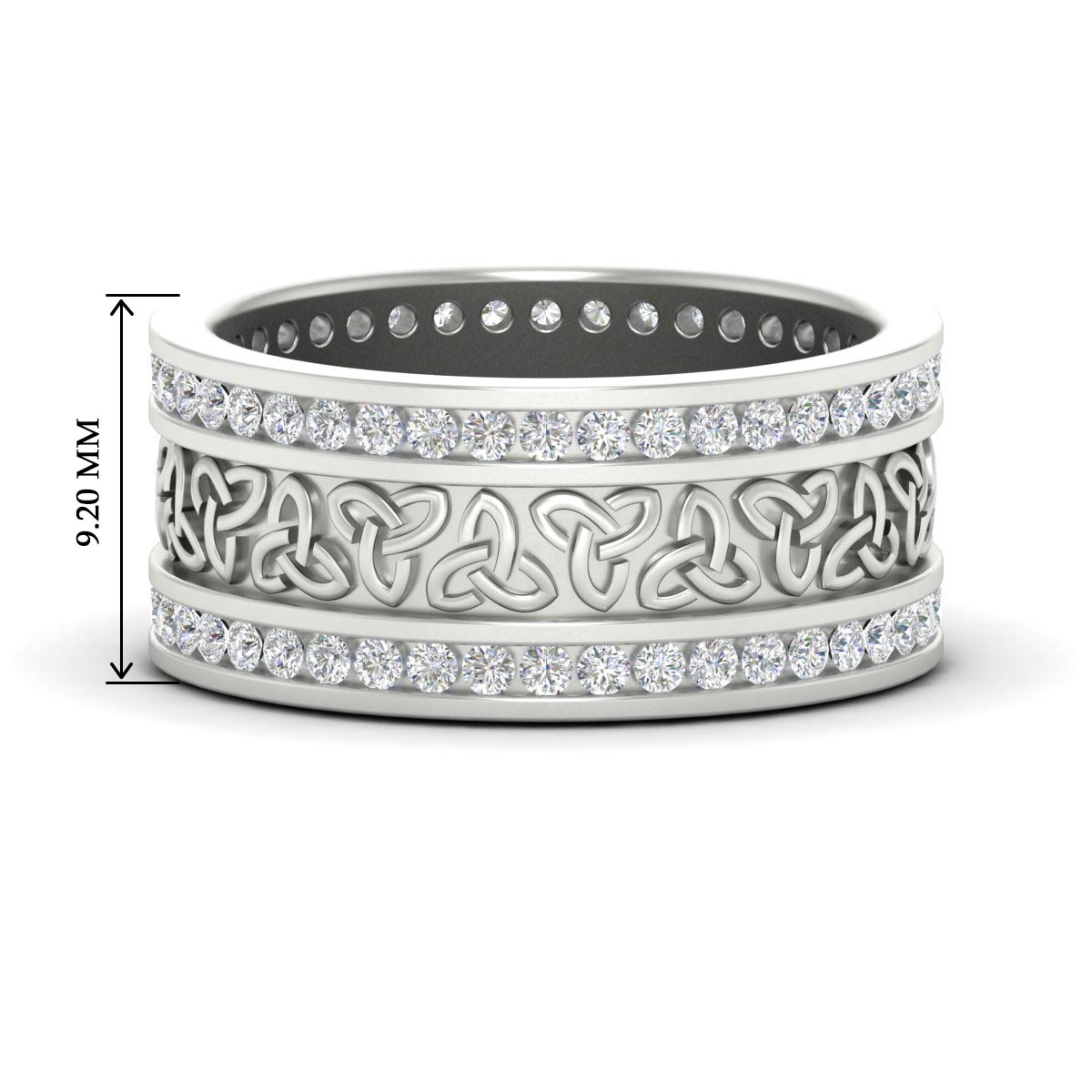 Celtic Knot Diamond Wide Wedding Band Ring