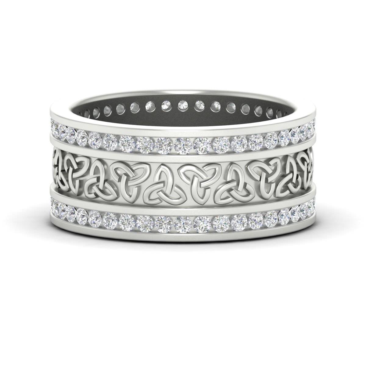 Celtic Knot Diamond Wide Wedding Band Ring