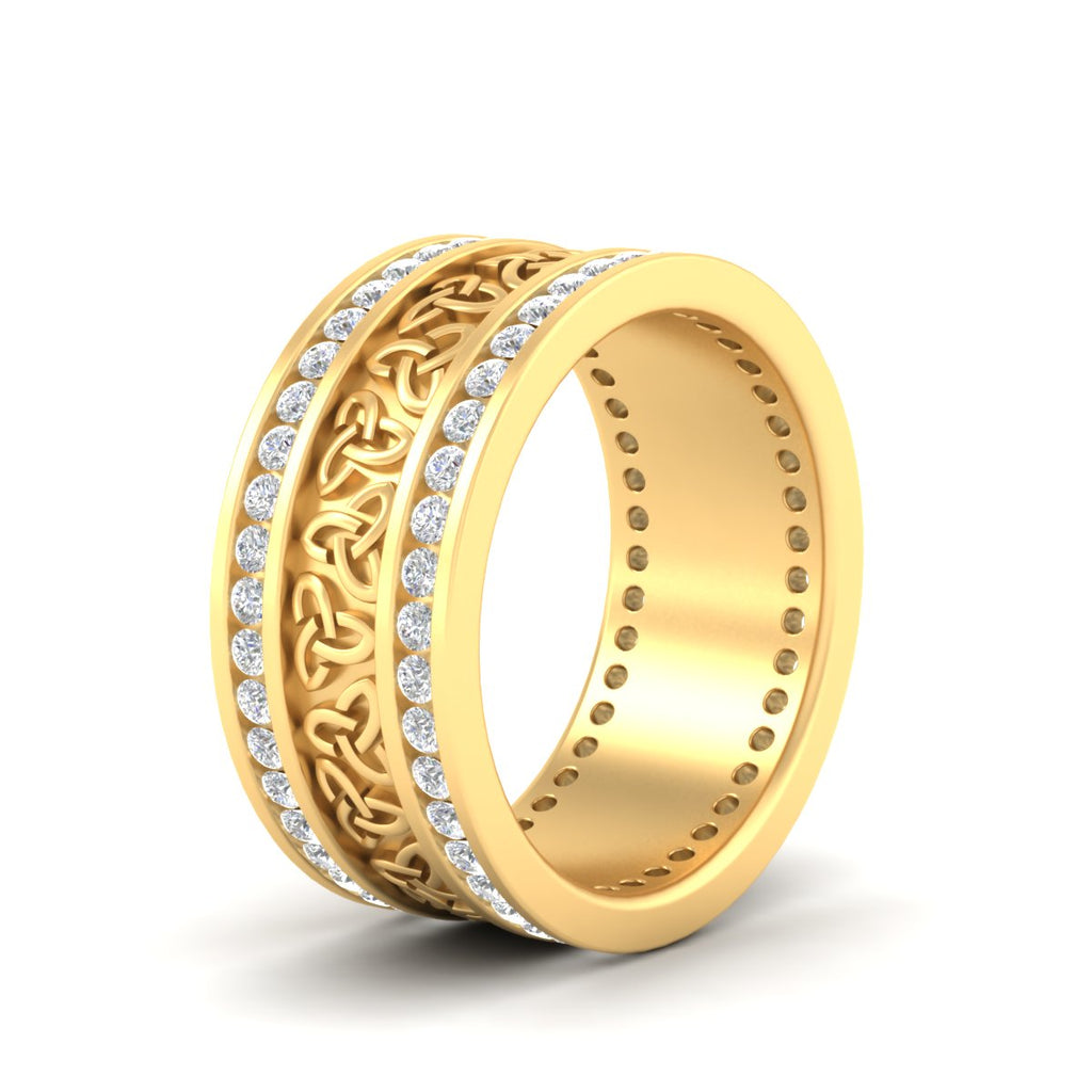 Celtic Knot Diamond Wide Wedding Band Ring
