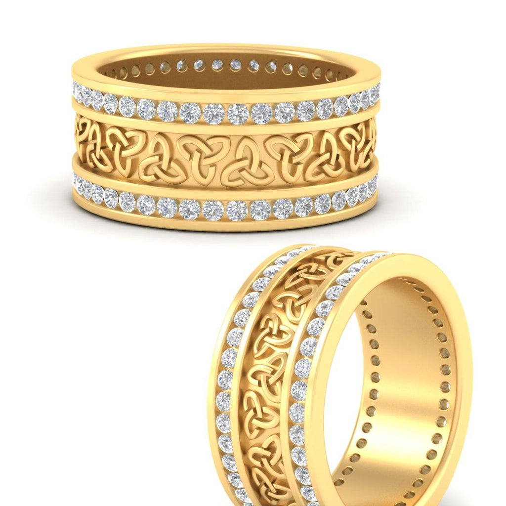 Celtic Knot Diamond Wide Wedding Band Ring