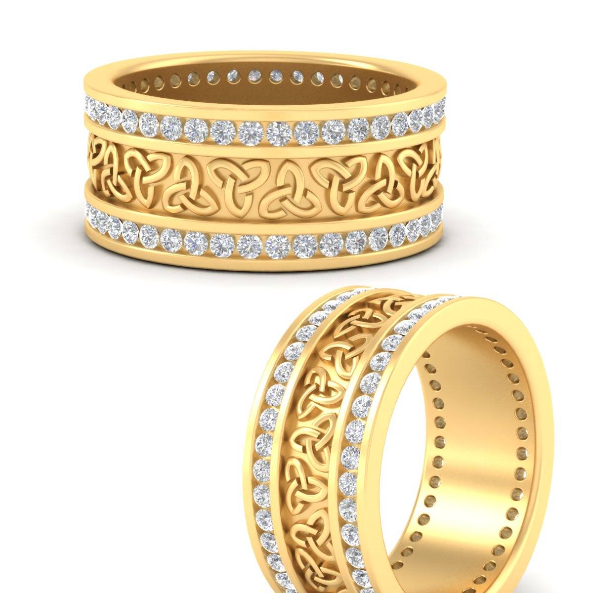 Celtic Knot Diamond Wide Wedding Band Ring