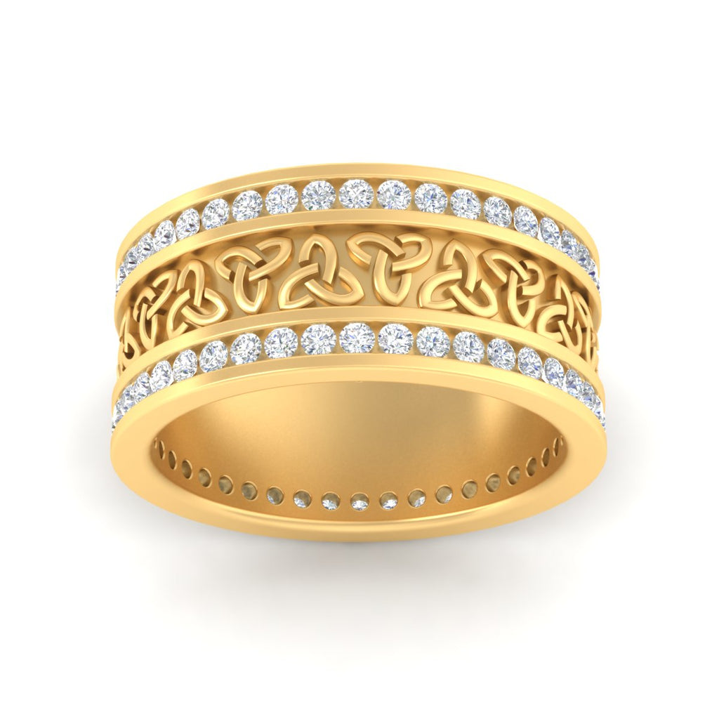 Celtic Knot Diamond Wide Wedding Band Ring
