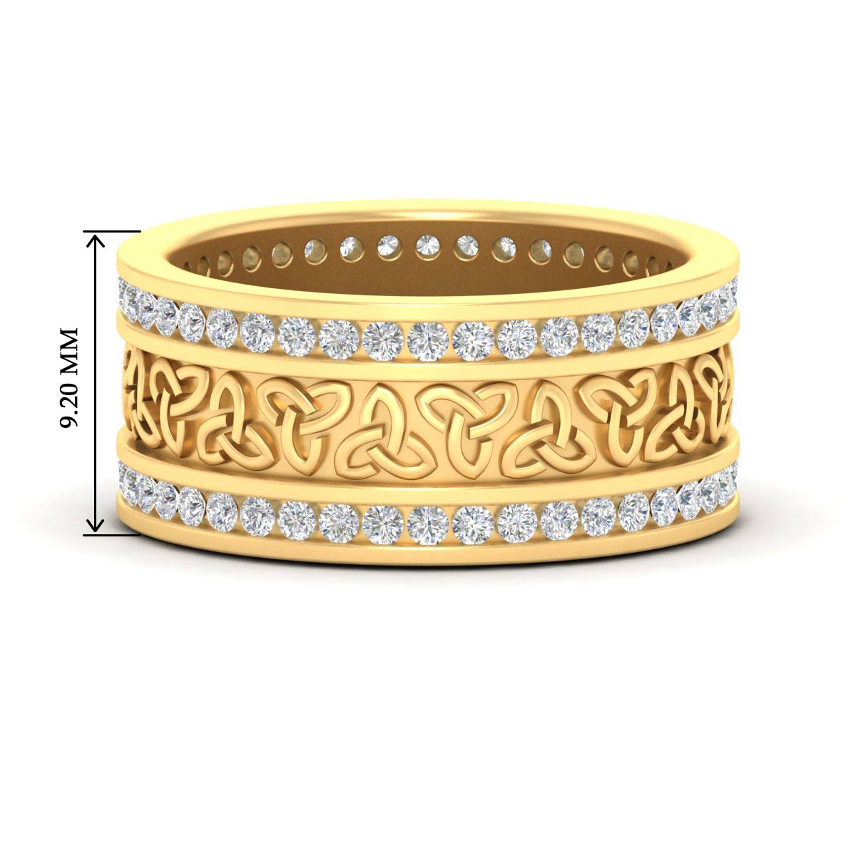 Celtic Knot Diamond Wide Wedding Band Ring