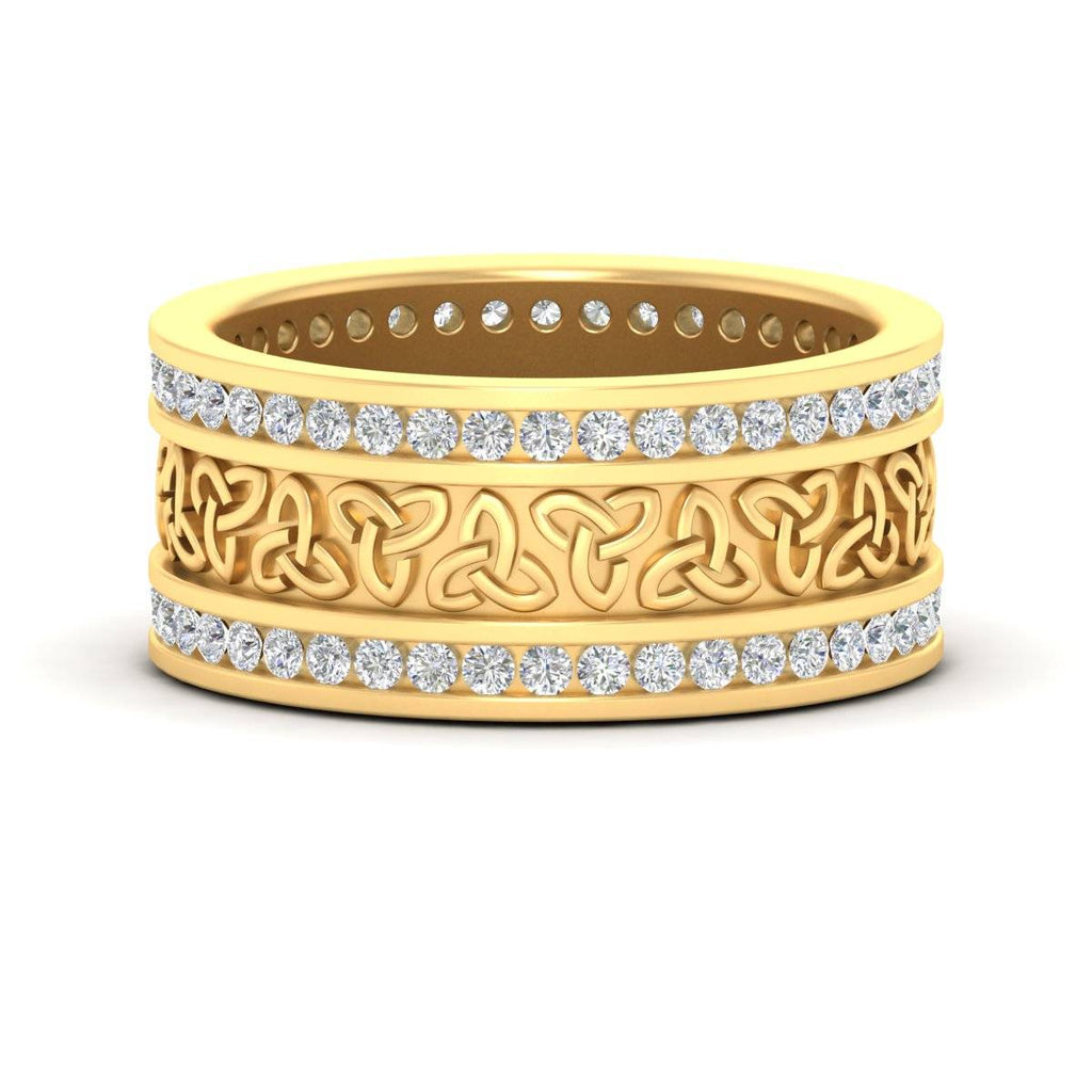Celtic Knot Diamond Wide Wedding Band Ring