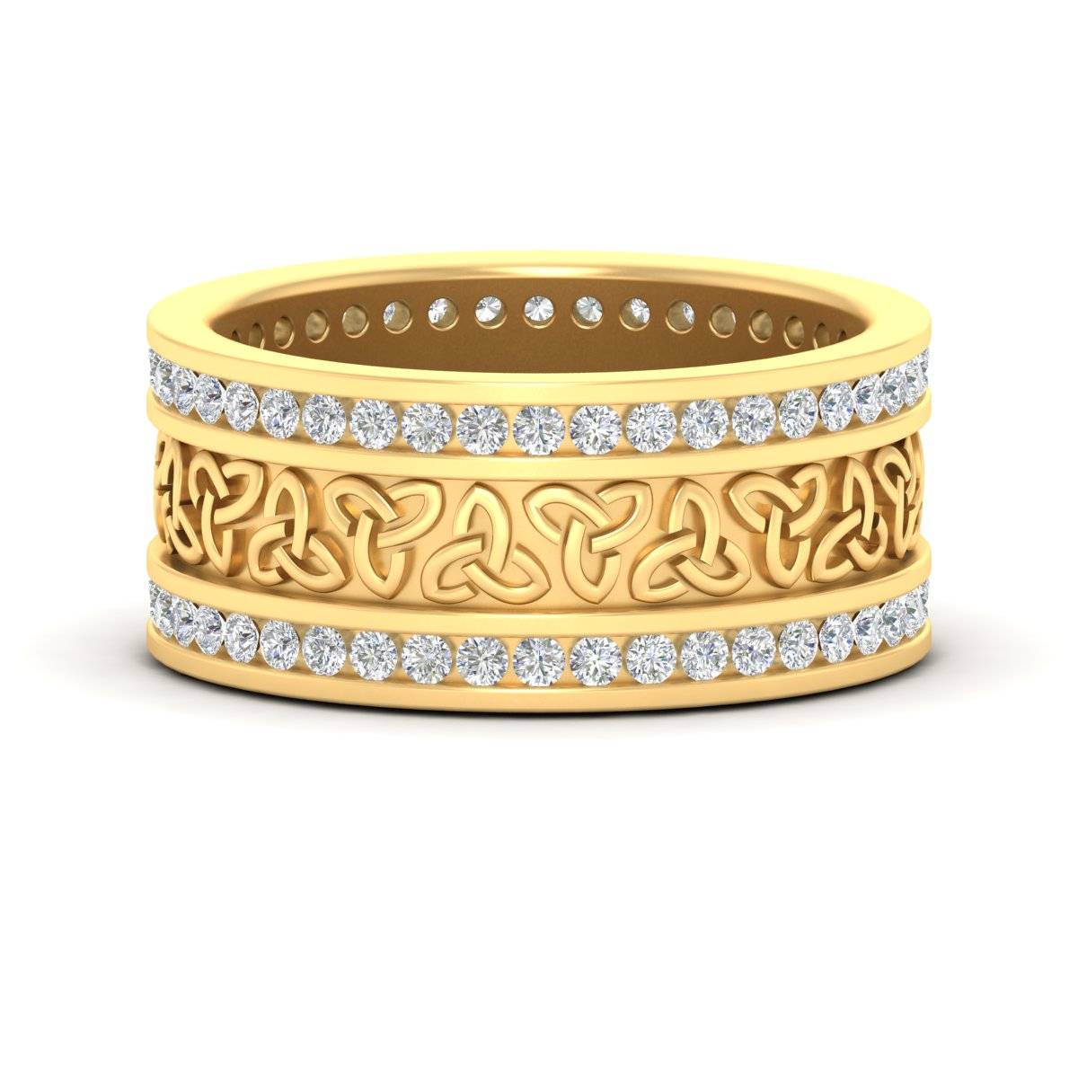 Celtic Knot Diamond Wide Wedding Band Ring