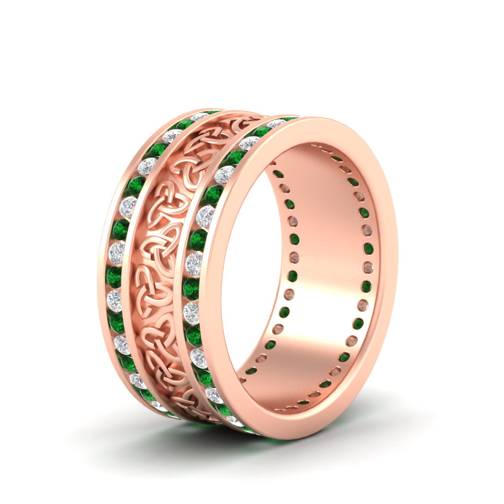 Celtic Knot Diamond Wide Wedding Band Ring