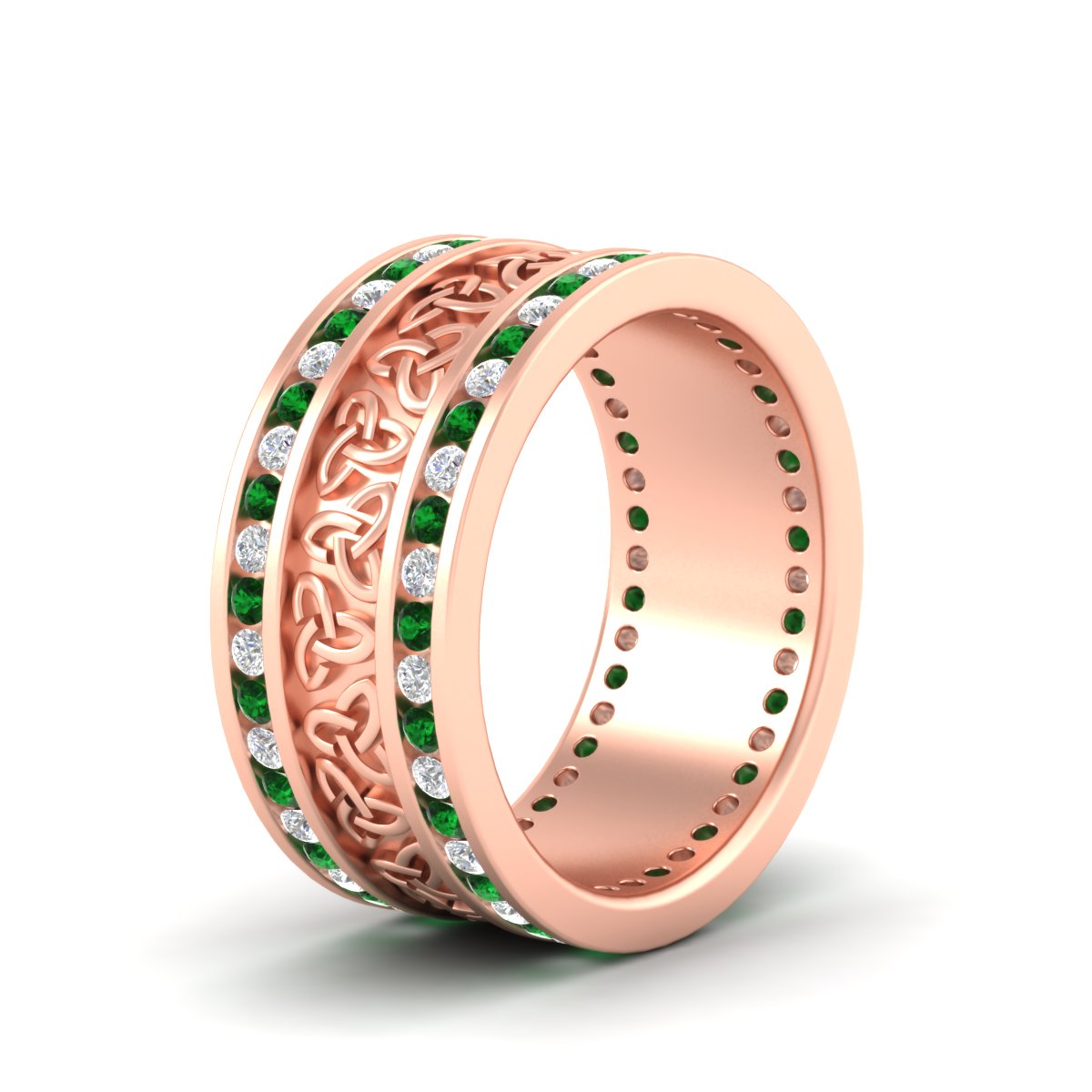Celtic Knot Diamond Wide Wedding Band Ring