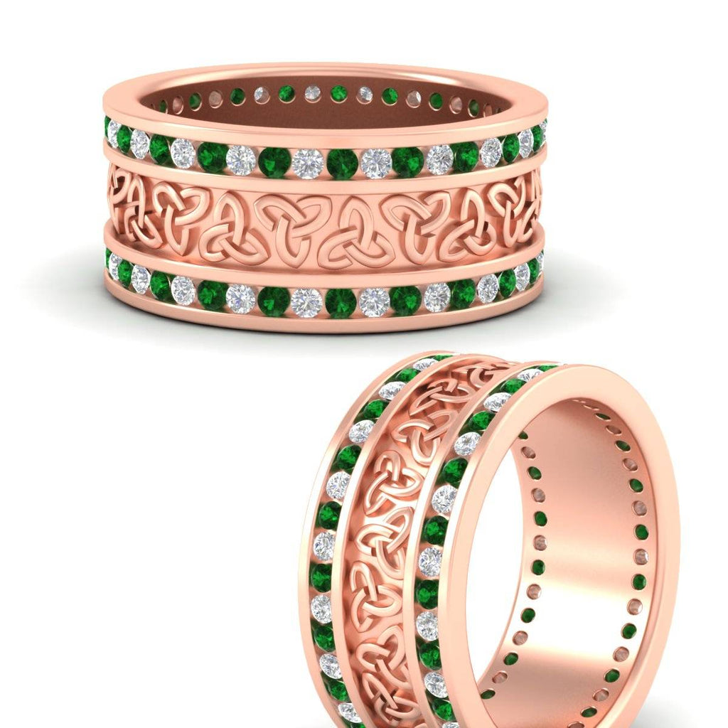 Celtic Knot Diamond Wide Wedding Band Ring