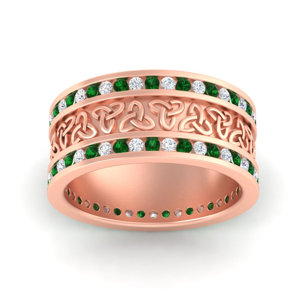Celtic Knot Diamond Wide Wedding Band Ring