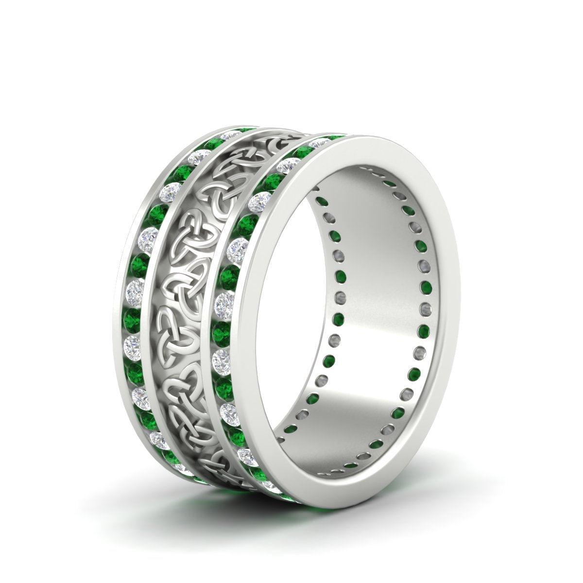 Celtic Knot Diamond Wide Wedding Band Ring