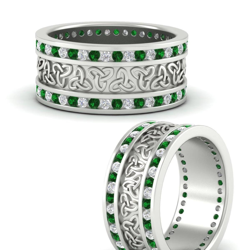 Celtic Knot Diamond Wide Wedding Band Ring