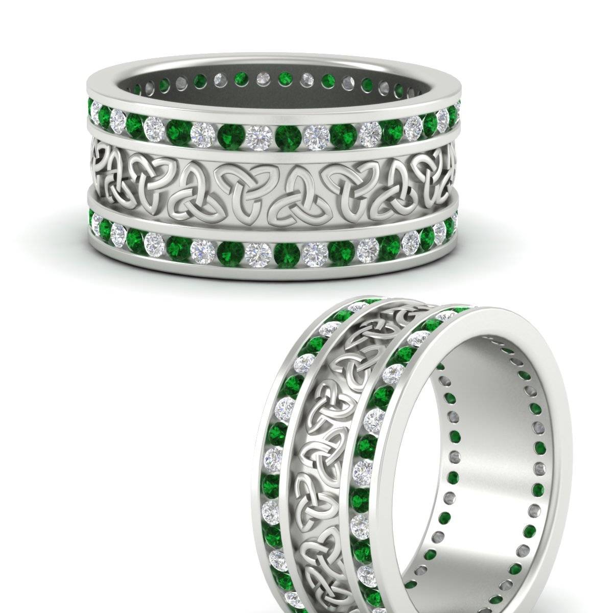 Celtic Knot Diamond Wide Wedding Band Ring