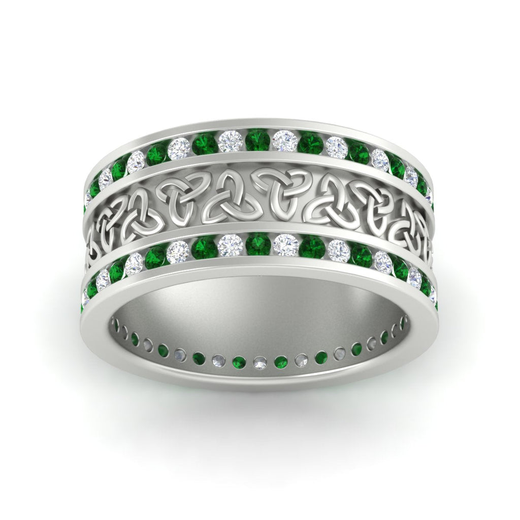 Celtic Knot Diamond Wide Wedding Band Ring