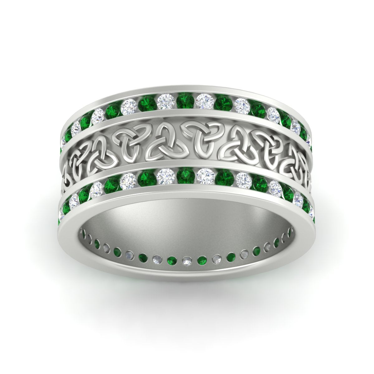 Celtic Knot Diamond Wide Wedding Band Ring