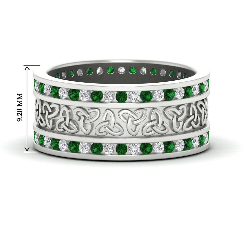 Celtic Knot Diamond Wide Wedding Band Ring