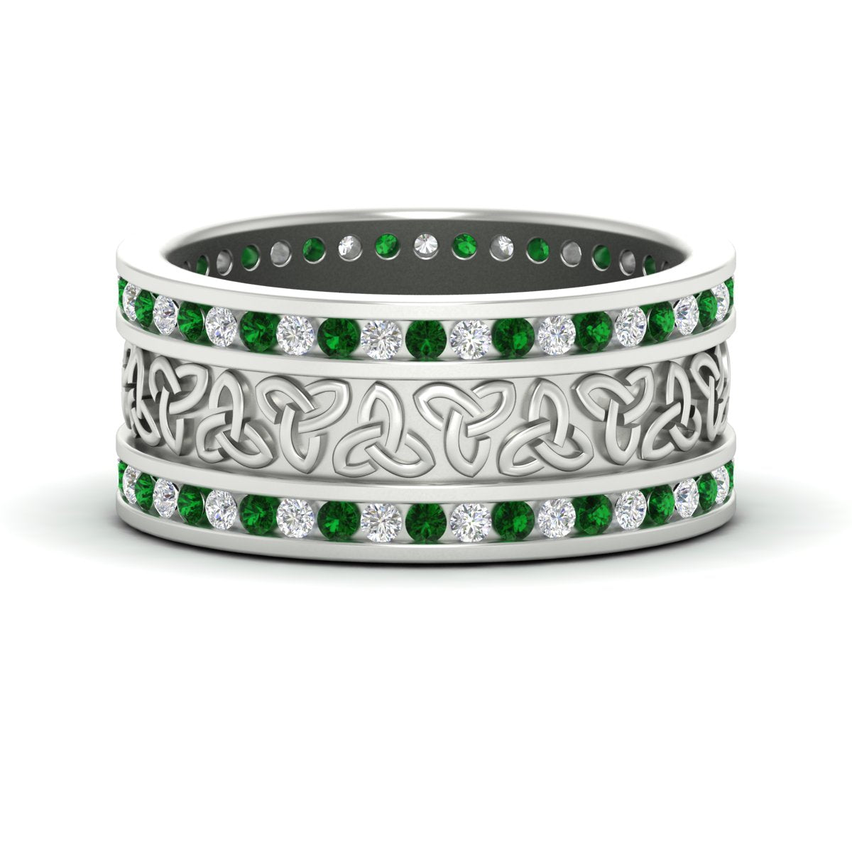 Celtic Knot Diamond Wide Wedding Band Ring