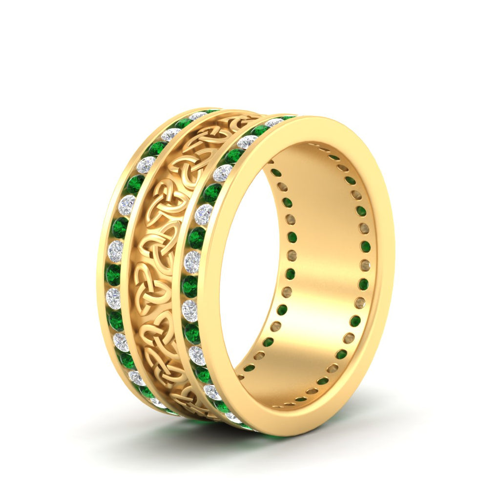 Celtic Knot Diamond Wide Wedding Band Ring