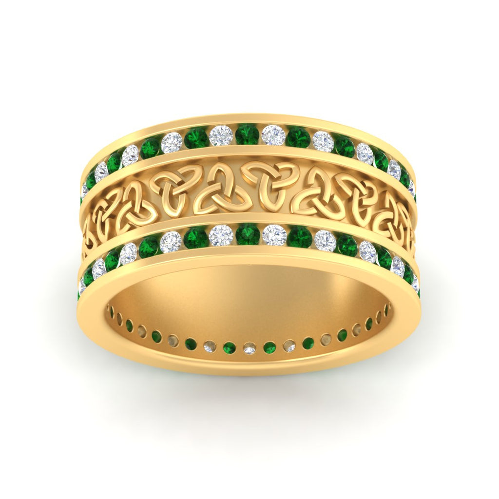 Celtic Knot Diamond Wide Wedding Band Ring