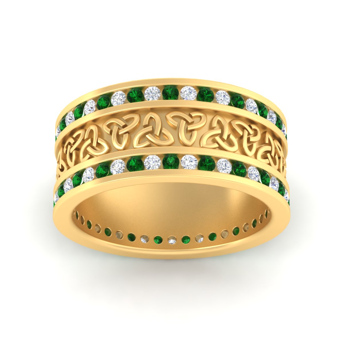 Celtic Knot Diamond Wide Wedding Band Ring