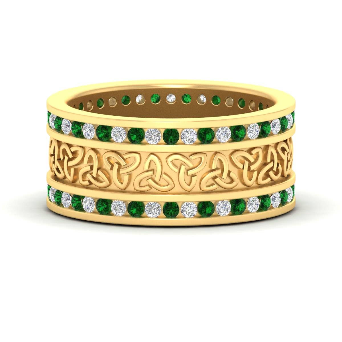 Celtic Knot Diamond Wide Wedding Band Ring