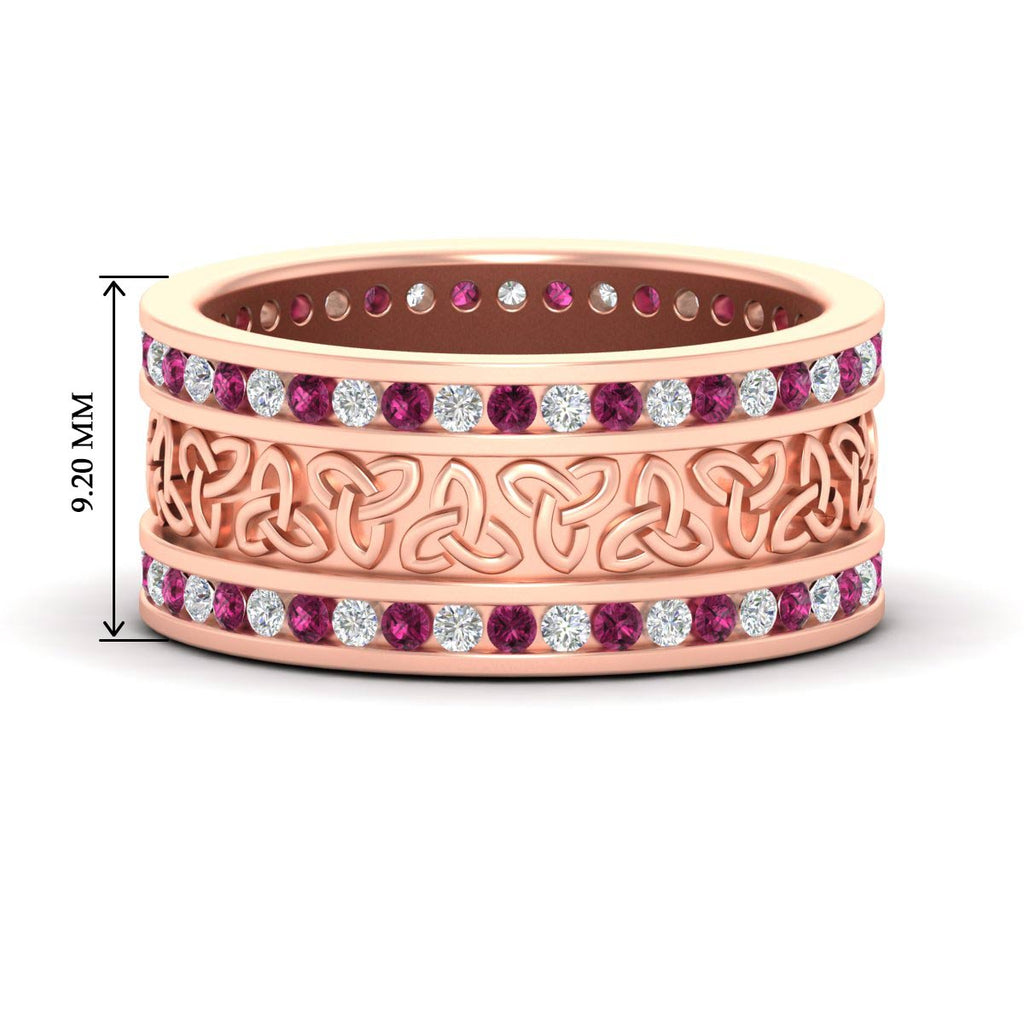 Celtic Knot Diamond Wide Wedding Band Ring
