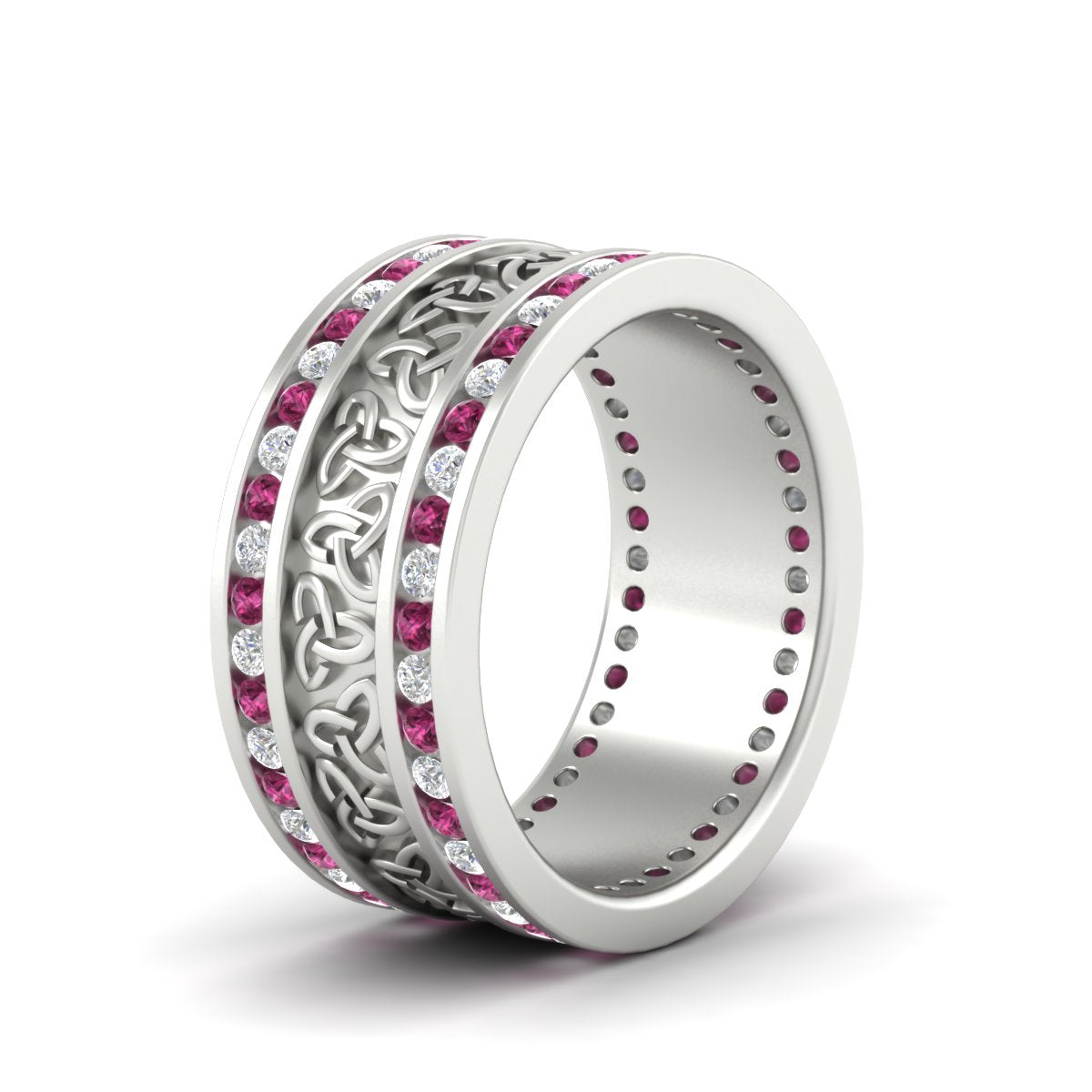 Celtic Knot Diamond Wide Wedding Band Ring