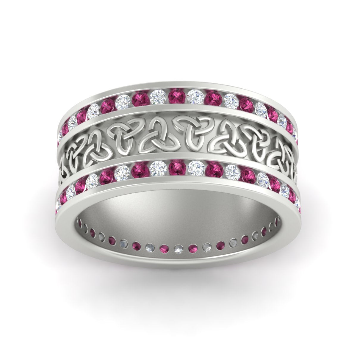 Celtic Knot Diamond Wide Wedding Band Ring