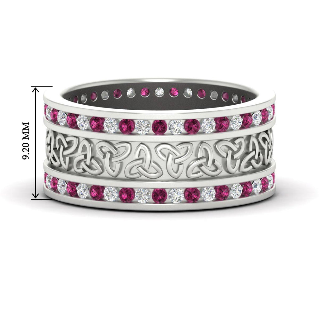 Celtic Knot Diamond Wide Wedding Band Ring