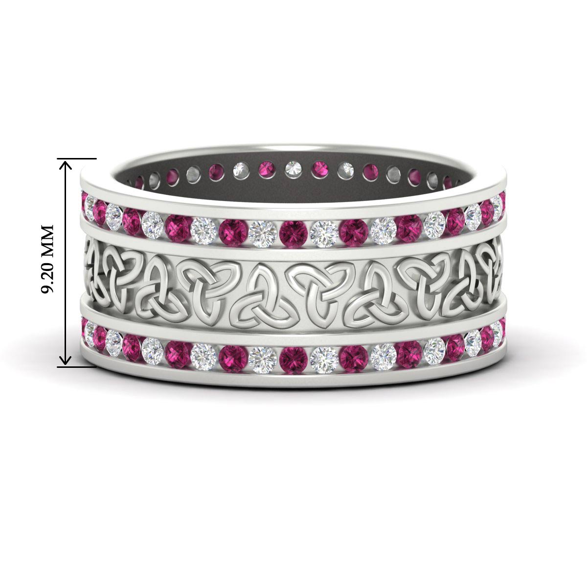 Celtic Knot Diamond Wide Wedding Band Ring