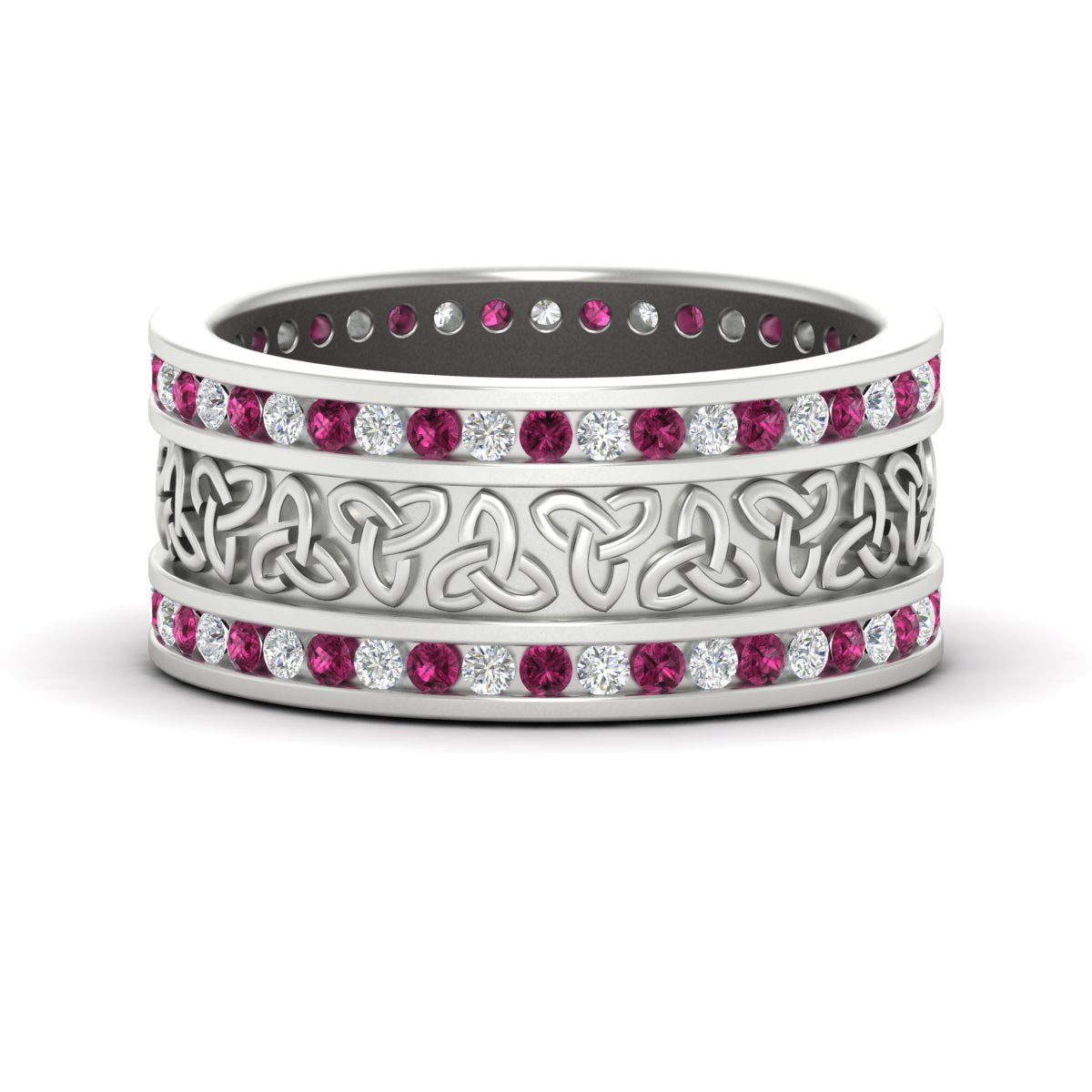 Celtic Knot Diamond Wide Wedding Band Ring