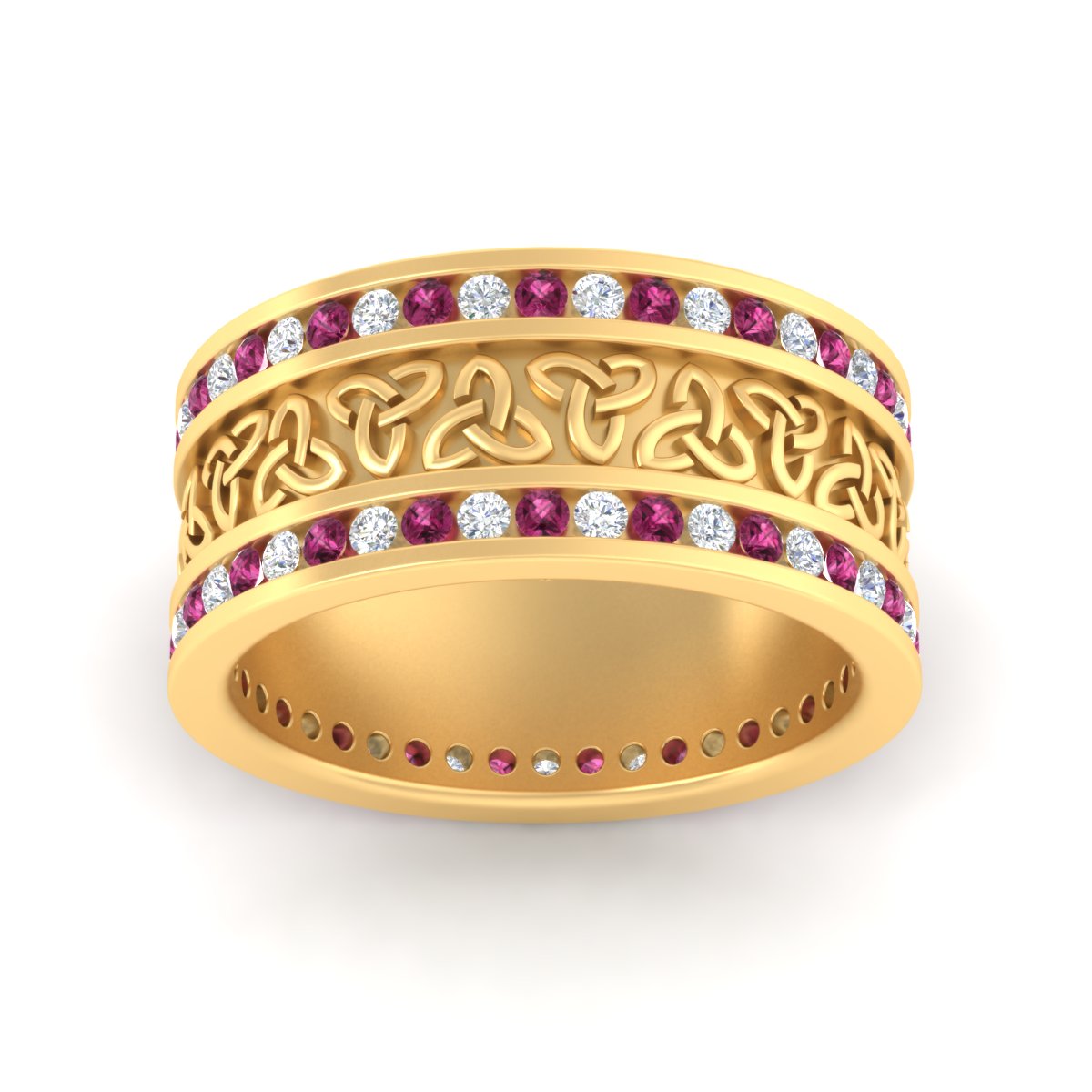 Celtic Knot Diamond Wide Wedding Band Ring