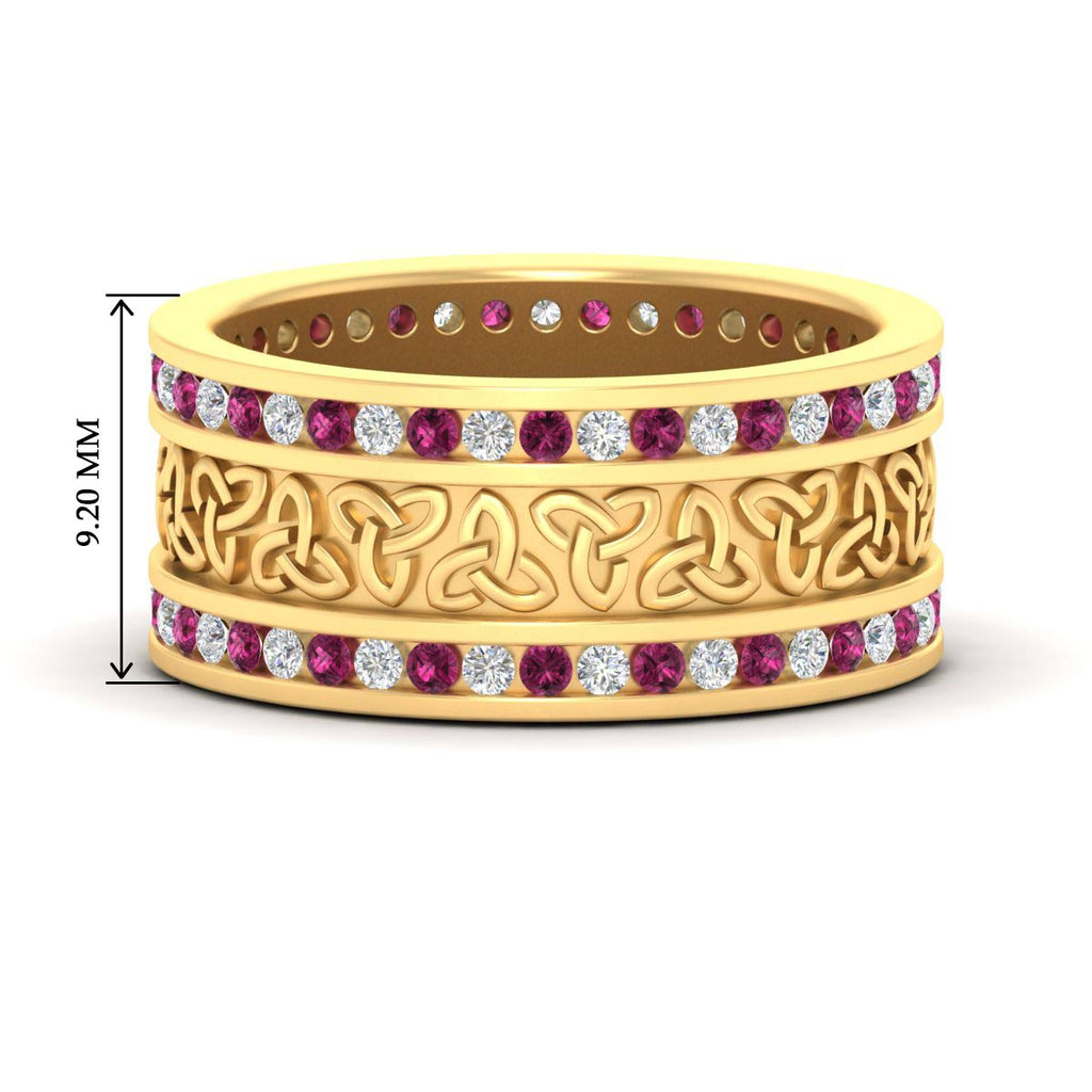Celtic Knot Diamond Wide Wedding Band Ring