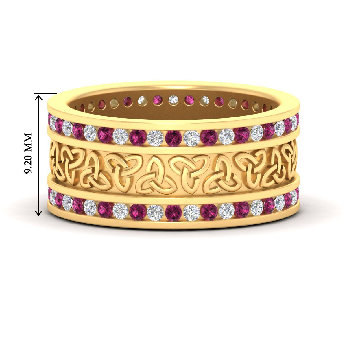 Celtic Knot Diamond Wide Wedding Band Ring