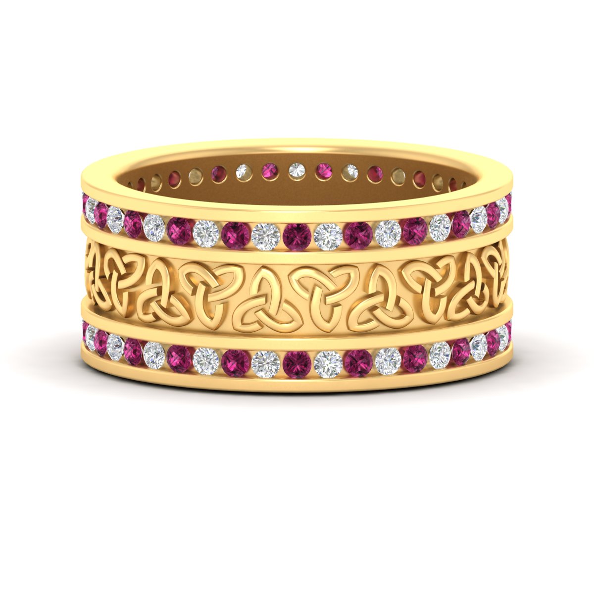 Celtic Knot Diamond Wide Wedding Band Ring