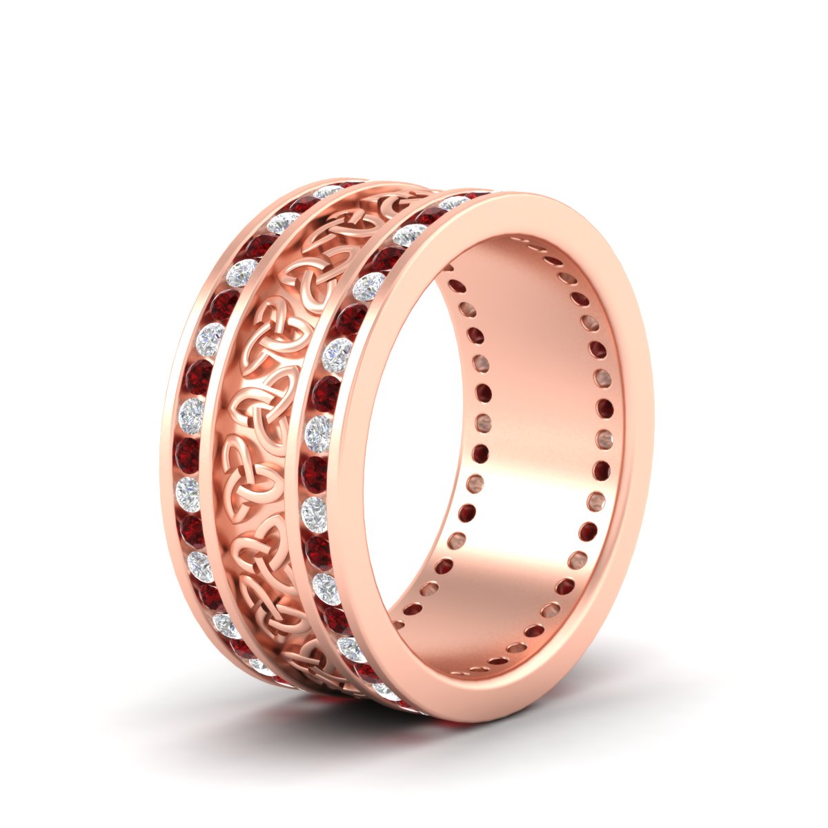 Celtic Knot Diamond Wide Wedding Band Ring