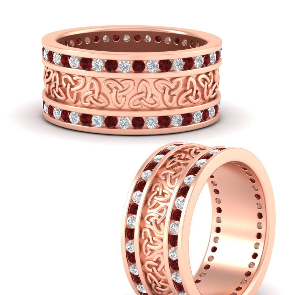 Celtic Knot Diamond Wide Wedding Band Ring