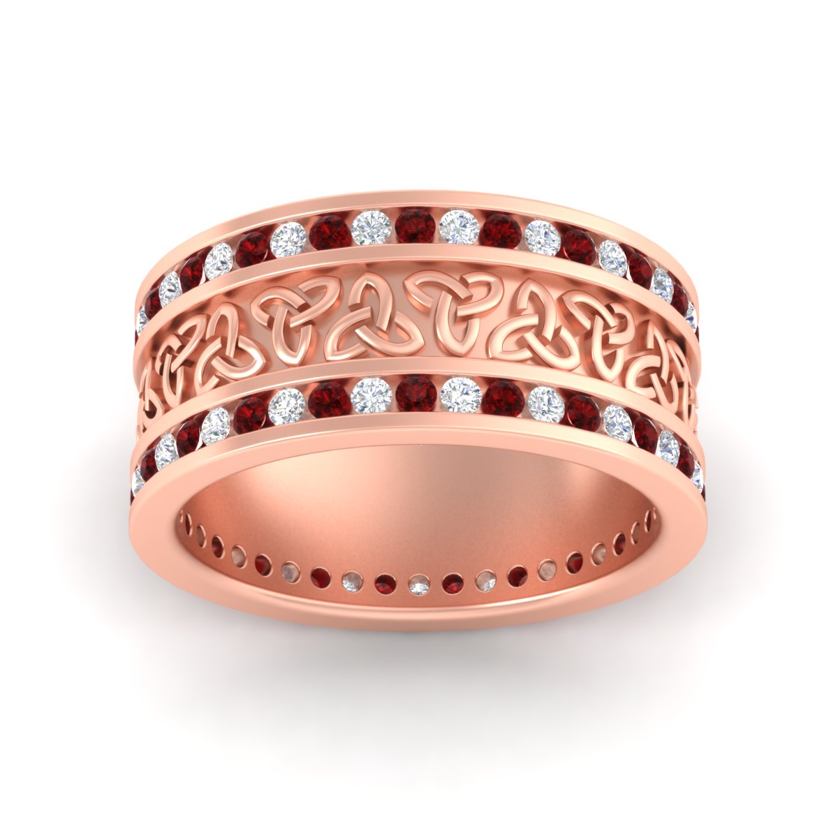 Celtic Knot Diamond Wide Wedding Band Ring