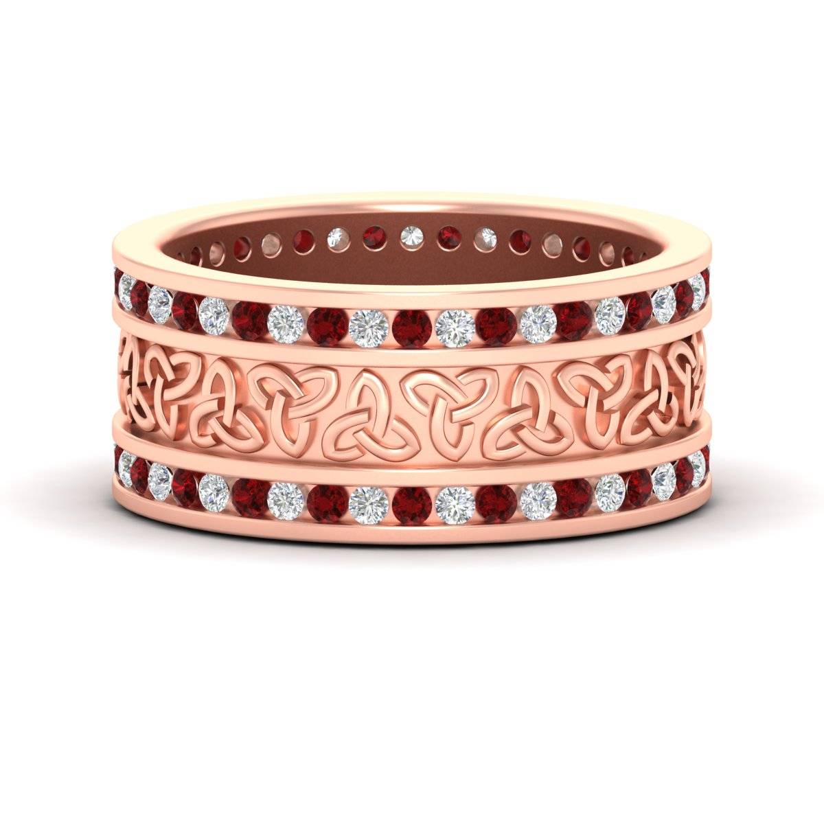 Celtic Knot Diamond Wide Wedding Band Ring