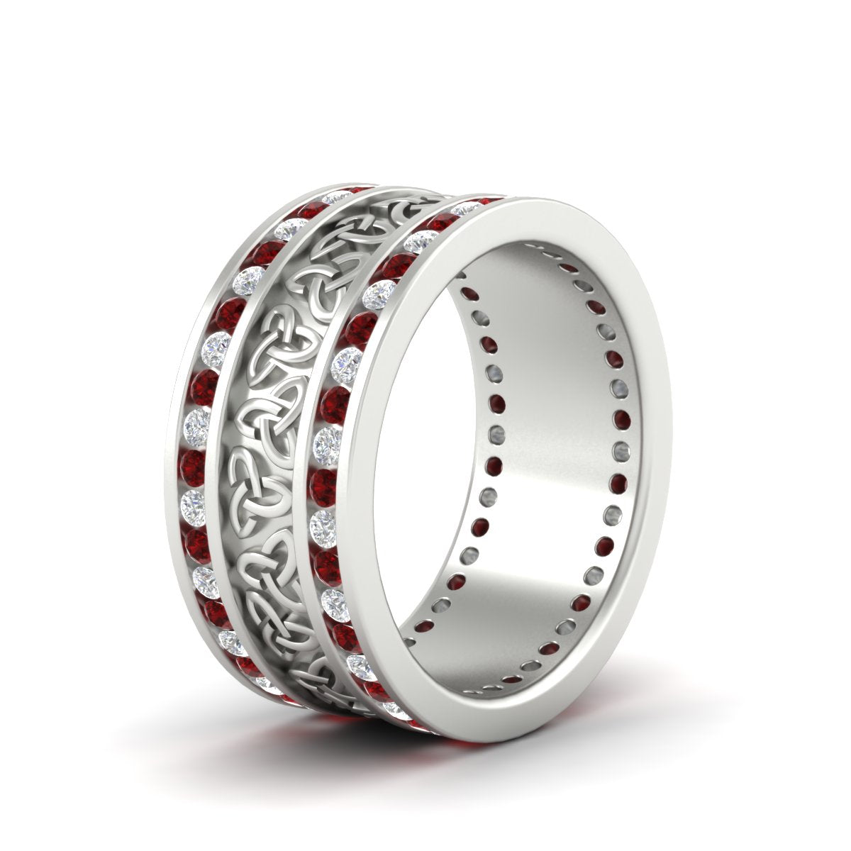 Celtic Knot Diamond Wide Wedding Band Ring