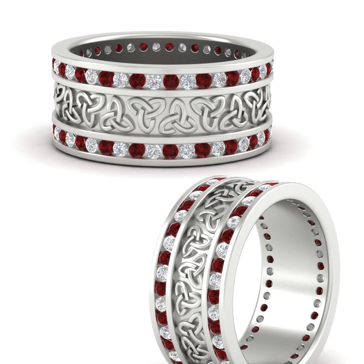 Celtic Knot Diamond Wide Wedding Band Ring