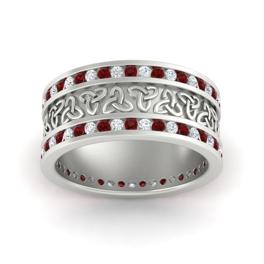 Celtic Knot Diamond Wide Wedding Band Ring