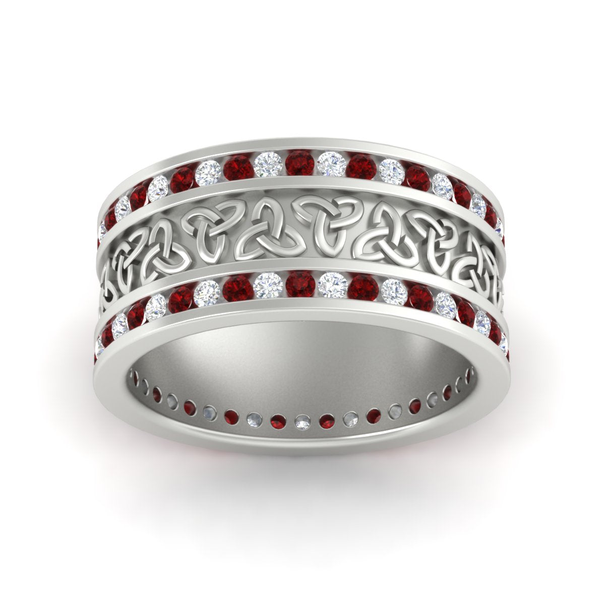 Celtic Knot Diamond Wide Wedding Band Ring