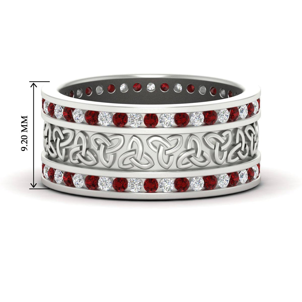 Celtic Knot Diamond Wide Wedding Band Ring