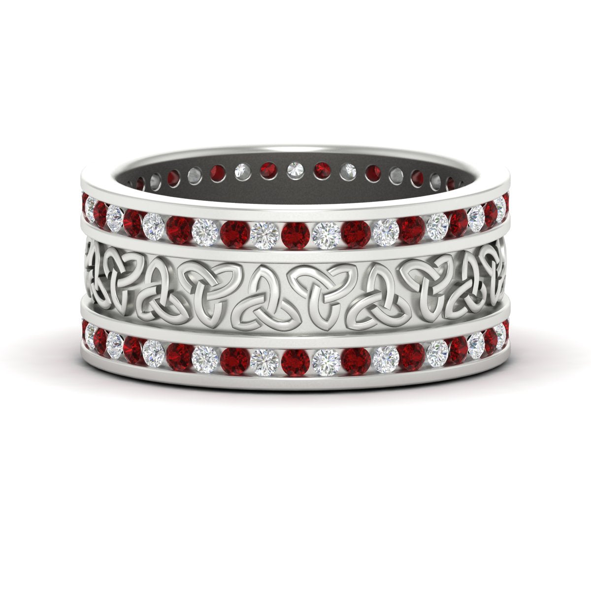 Celtic Knot Diamond Wide Wedding Band Ring