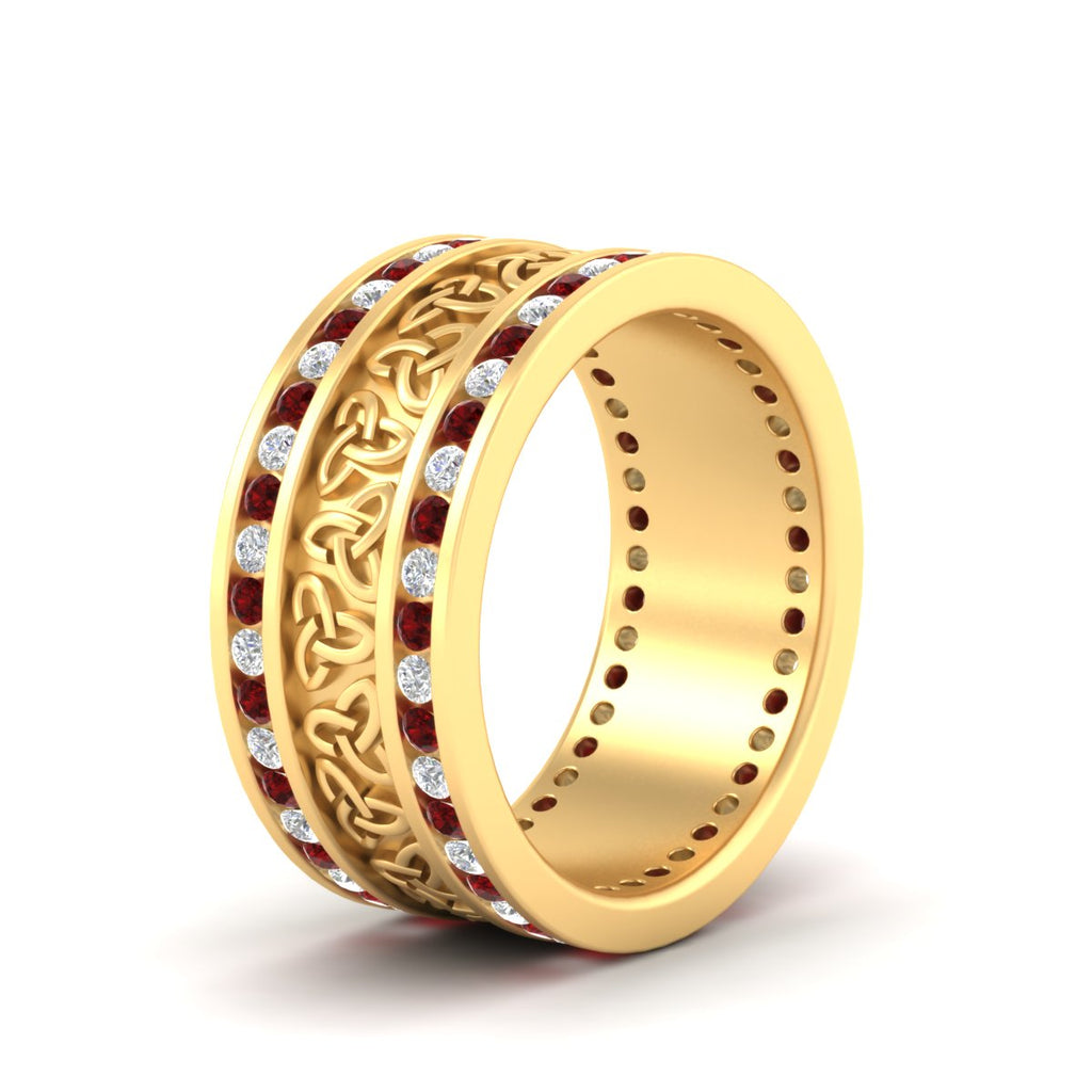 Celtic Knot Diamond Wide Wedding Band Ring