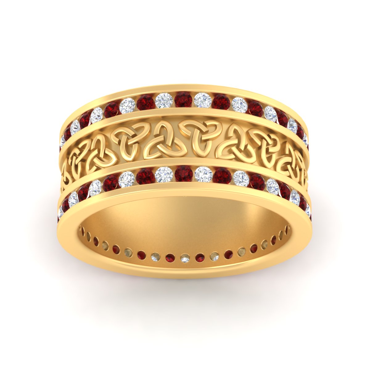 Celtic Knot Diamond Wide Wedding Band Ring