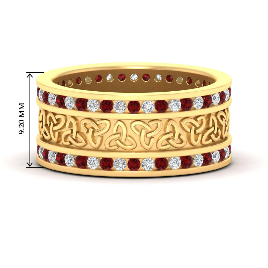 Celtic Knot Diamond Wide Wedding Band Ring